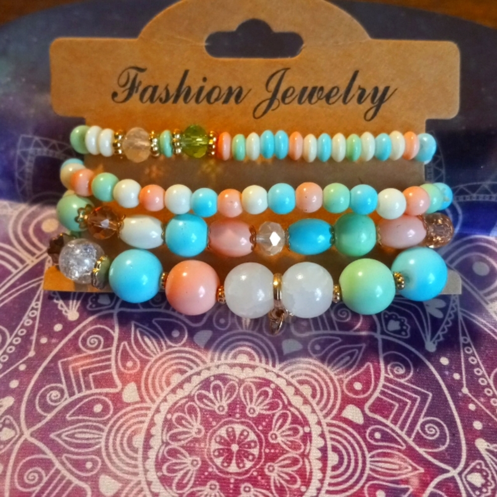 Multi colored blue bracelet set